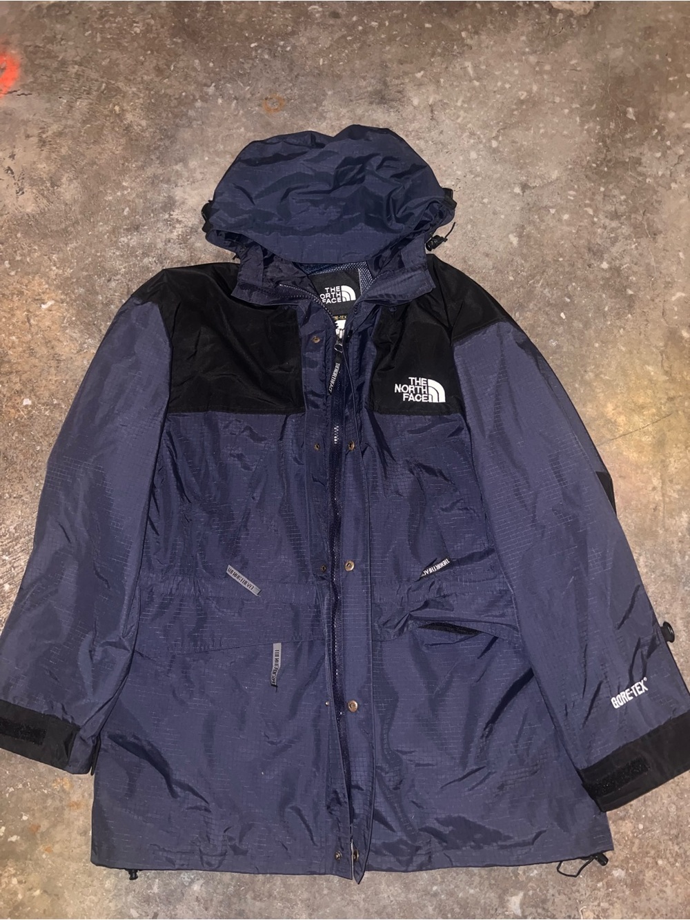 The North Face Navy and Black gore-Tex Waterproof Hooded Raincoat